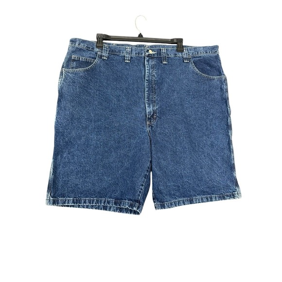 Wrangler Mens Flat Front Authentic Casual‎ Blue Denim Shorts Size 48 Carpenter - Picture 1 of 4